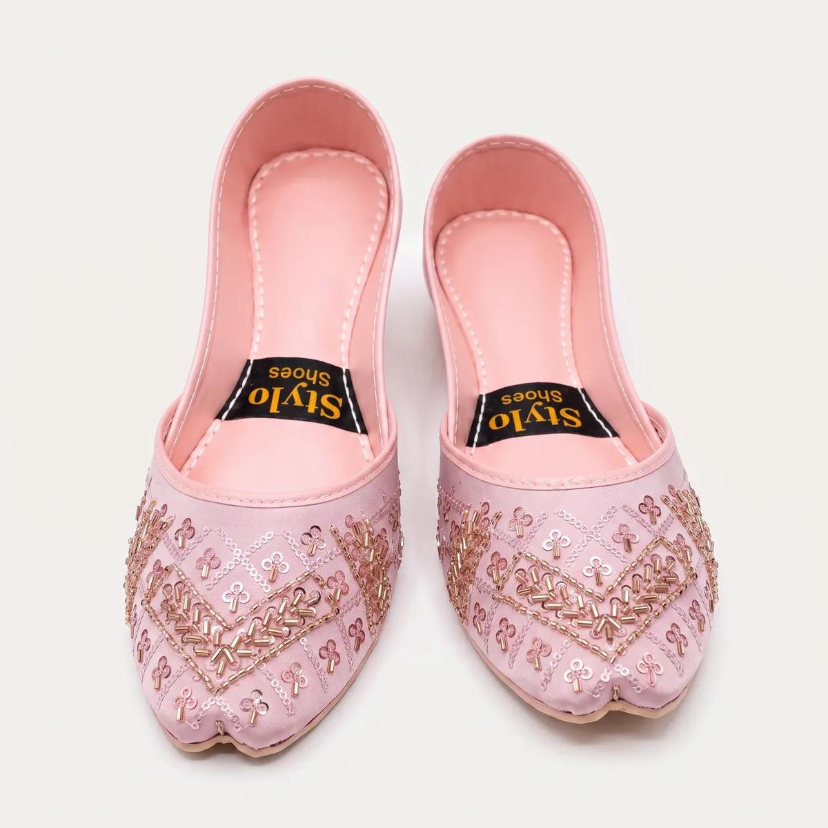Blush Pink Beaded Festive Khussa