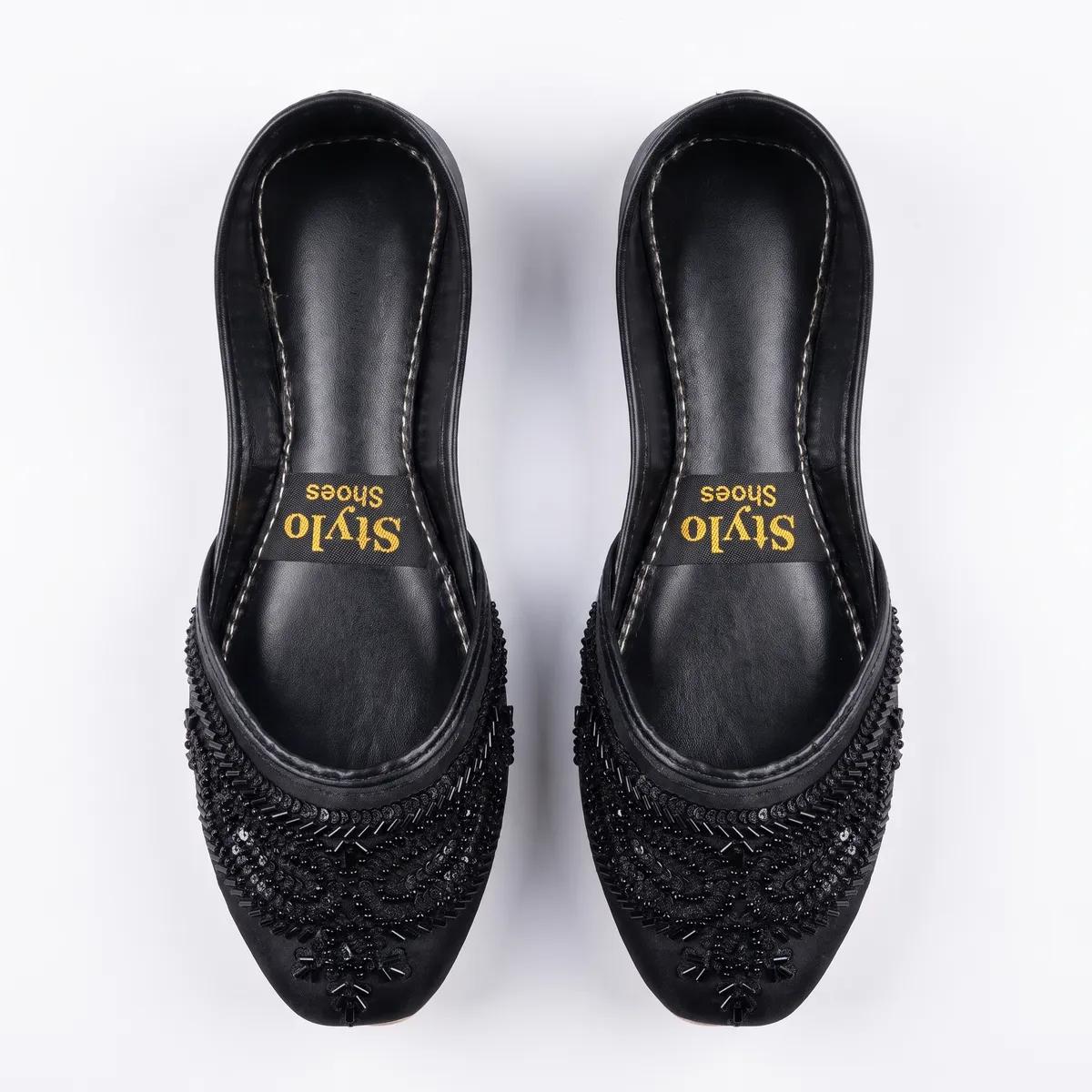 Midnight Grace Beaded Black Khussa
