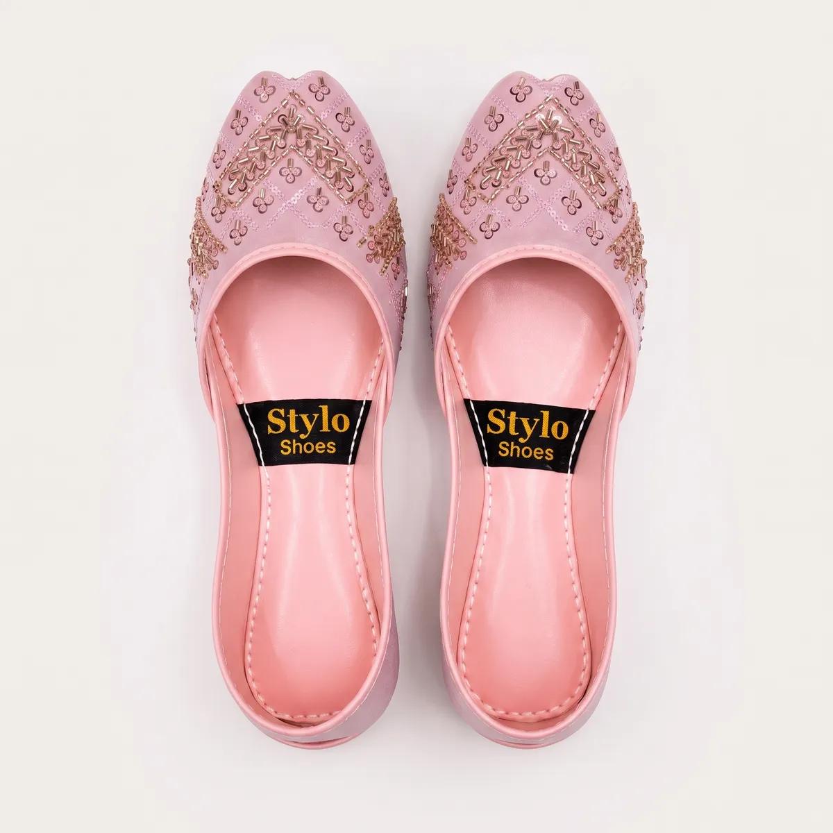 Blush Pink Beaded Festive Khussa