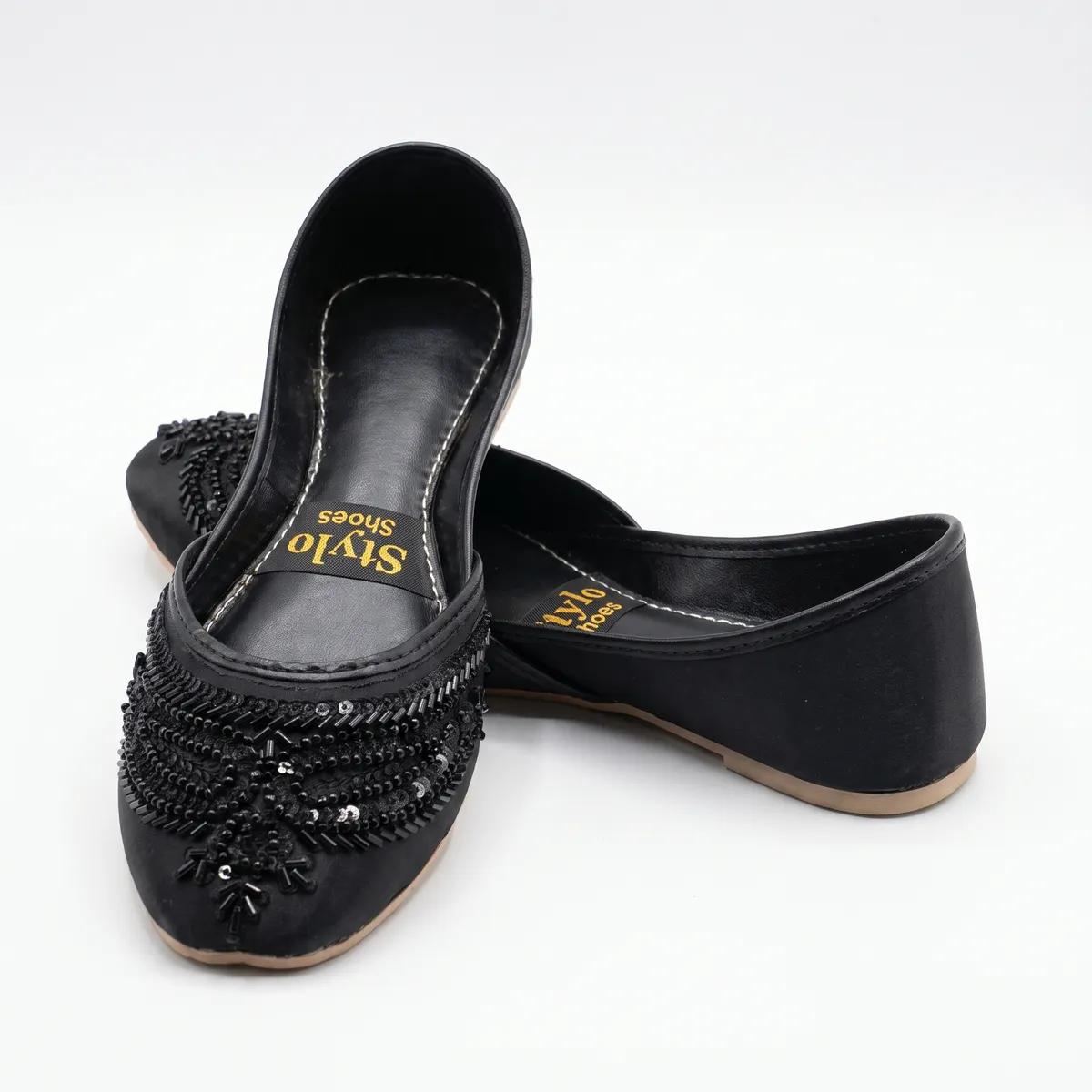 Midnight Grace Beaded Black Khussa
