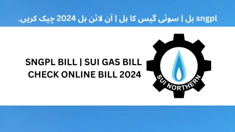 SNGPL BILL SUI GAS BILL CHECK ONLINE BILL 2024